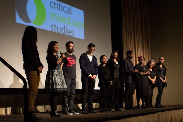 Closing remarks at Mixed Roots Stories Live Performance at the November 2014 Critical Mixed Race Studies conference. Photo by Ken Tanabe.
