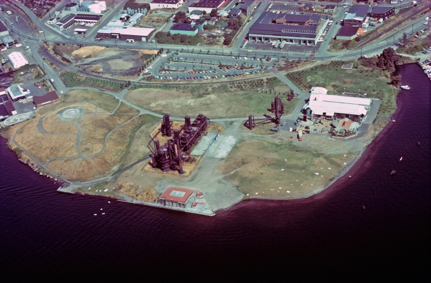 Aerial view of Gas Works Park soon after it opened, c. 1975.